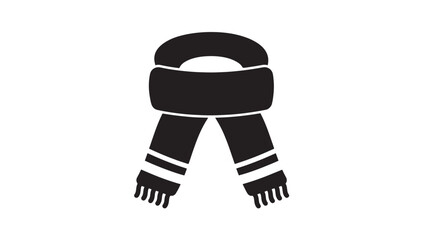 Black winter scarf graphic design element on transparent background silhouette