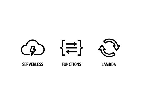 Serverless Functions Lambda Minimal Bold Line Icon Set