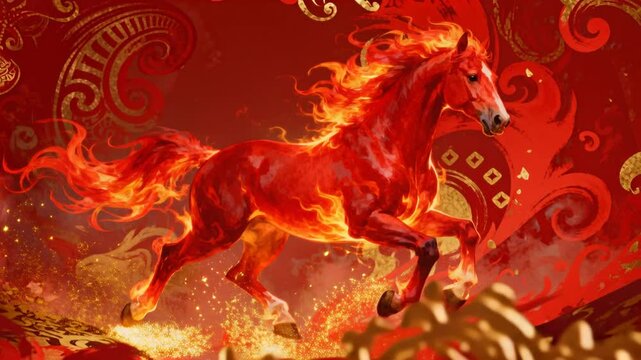 blazing horse full stride year red horse perfect for chinese new year and lunar new year