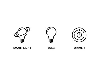 Smart Light Bulb Dimmer Minimal Bold Line Icon Set