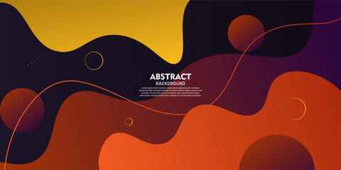 Abstract background with yellow and orange fluid waves. Trendy wave shapes with a dark horizontal design. Vector eps10.