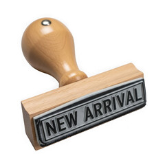 Rubber stamp with new arrival text on metal plate