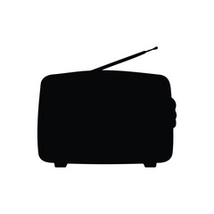 Vintage radio silhouette icon vector flat design.