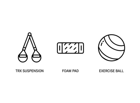 TRX Suspension Foam Pad Exercise Ball Minimal Bold Line Icon Set
