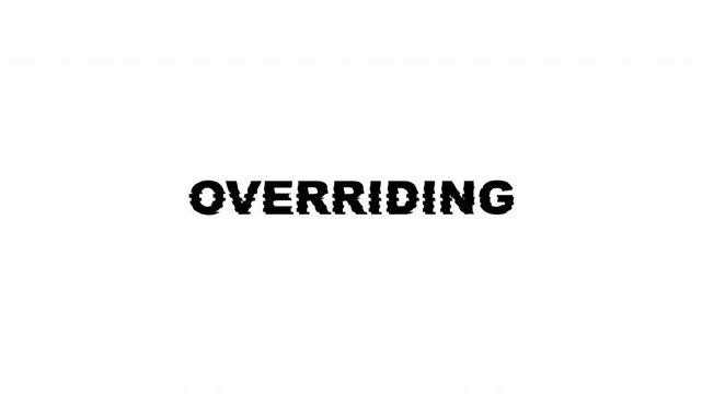 Overriding distorted digital error disruption data typography modern effect suitable for tech presentations, artistic projects, abstract backgrounds, or digital media themes.