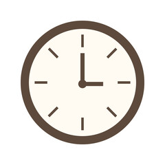 Clock shows time with simple design, placed on a plain background