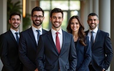 Photograph of a Mexico professional group of lawyers with the director at the front. High quality