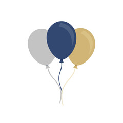 Navy Blue Gold and Silver Balloons Vector Illustration for Celebration