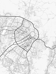 Obraz premium Abuja City Map. Minimalist black and white line art poster for printing, wallpaper, wall art, and map resources for home and office decor