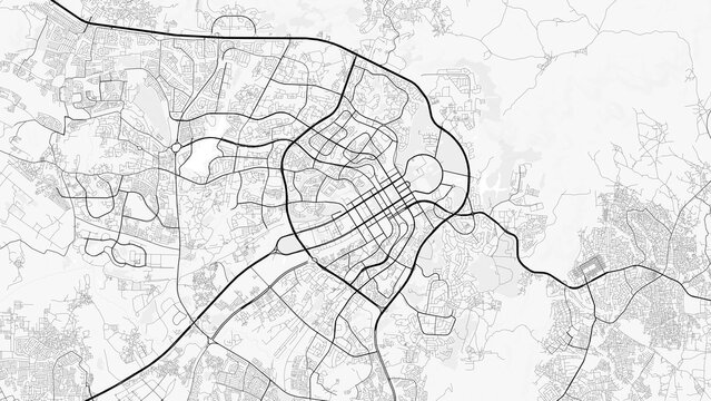 Abuja City Map. Minimalist black and  white line art poster for printing, wallpaper, wall art, and map resources for home and office decor