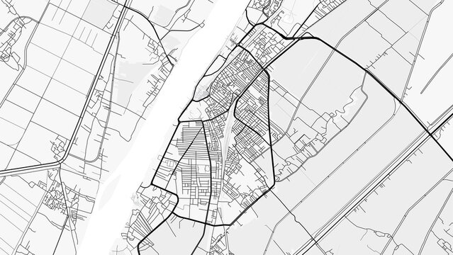 Luxor City Map. Minimalist black and  white line art poster for printing, wallpaper, wall art, and map resources for home and office decor