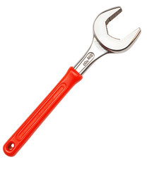 Obraz premium Professional Red-Handled Wrench on Transparent Background, Ideal for Mechanical and DIY Projects