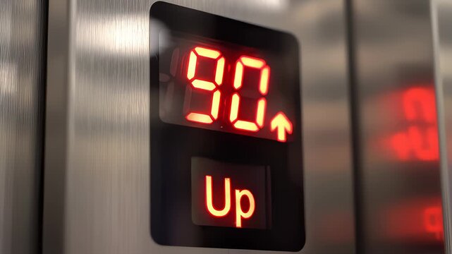 Elevator Ascending Inside Building to the One Hundredth Floor