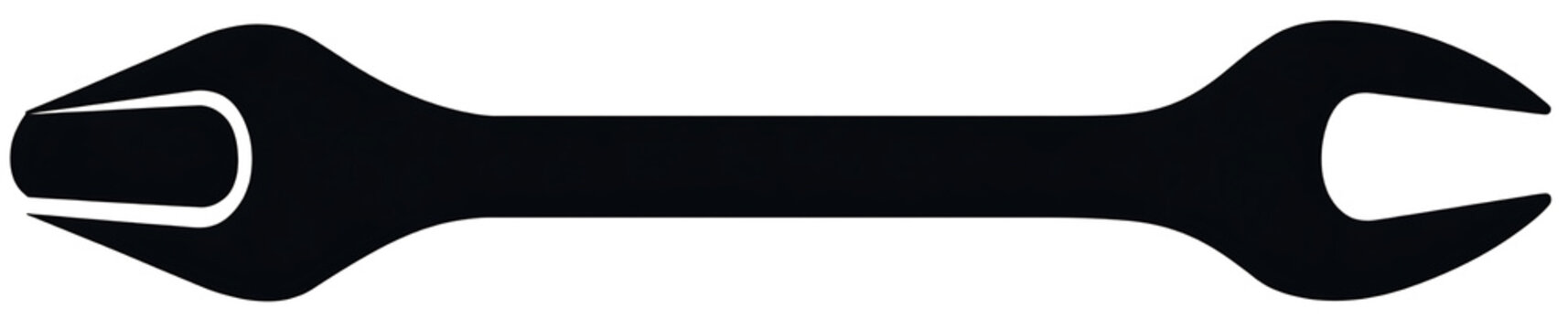 Isolated Black Wrench Icon on Transparent Background for Professional Design Use