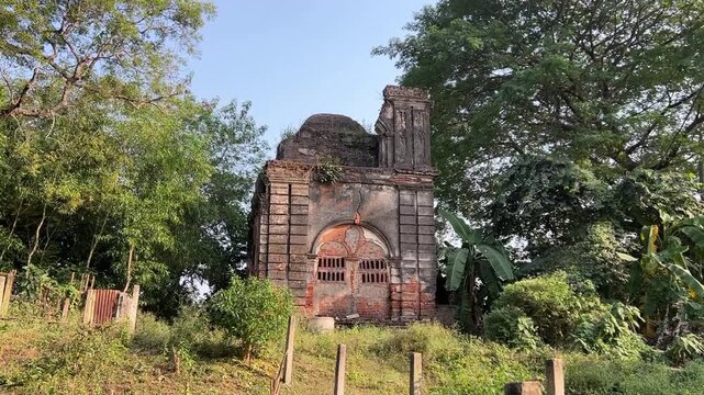 An old zamindar building temple, now in ruins, positioned near Narajole Palace in Midnapore.