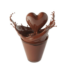chocolate heart splash in a glass