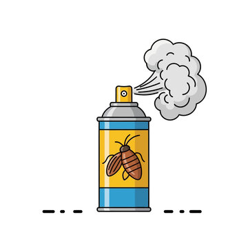 Humorous illustration of a spray can with a termite inside releasing smoke or fumes