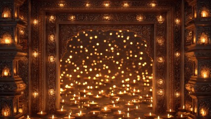Majestic Festival of Lights with Traditional Diyas Illuminating Ancient Architectural Beauty in a Serene Atmosphere of Warmth and Celebration