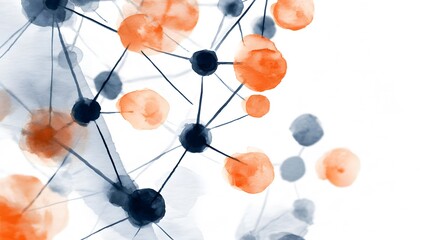 Futuristic digital network illustration showcases data flow with orange nodes and blue connections