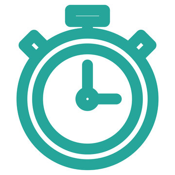 Flat Colored Stopwatch Icon for Time Measurement and Sports