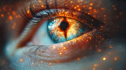 Human hand gently touching the activated third eye on their forehead 