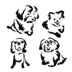 Vector drawing of a dog. Black and white gestalt design of a funny pet. Little doggy. Cute animal illustration. Postcard for International Dog Day. Drawing of an animal in the Gestalt style.	
