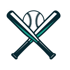 Crossed Baseball Bats and Ball Vector Icon