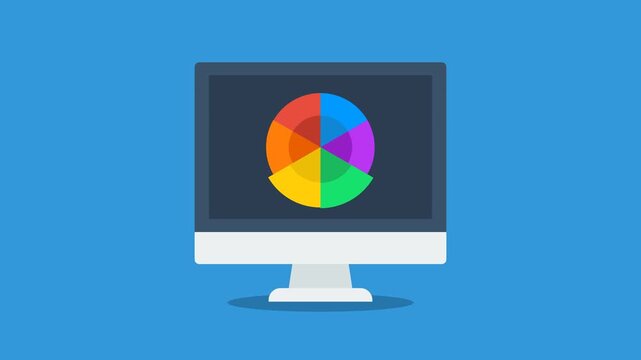 Spinning color wheel loading on computer screen animation