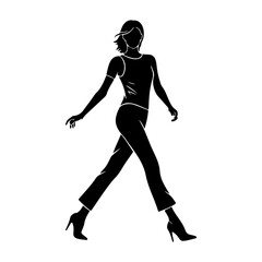 Stylish Female Fashion Model Silhouette Walking with Confidence
