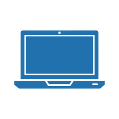 Blue laptop icon illustration