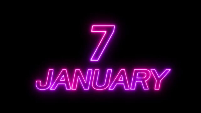 Glowing neon 3 january date text animation on black background. Neon January 3 Calendar Date Animation. suitable for event promotion, reminders, or important announcements.