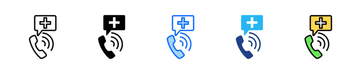 Emergency Call Icon Set Multiple Style Collection