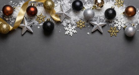 Christmas Ornaments and Snowflakes Festive Holiday Background