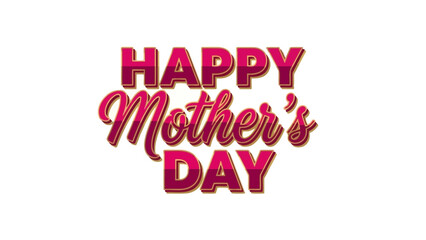 Happy mothers day festive pink and red typography on white background for celebrations