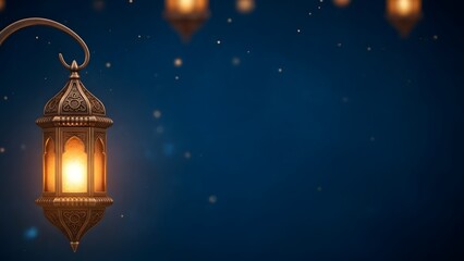 A traditional lantern glowing warmly in a dark setting