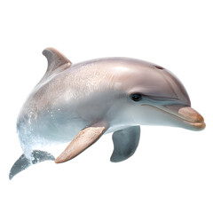 Fototapeta premium Dolphin jumping on a white background in a simple marine illustration showing an aquatic mammal swimming in the ocean