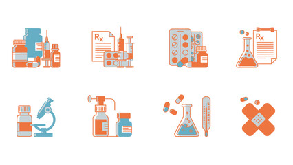 Herbal and Traditional Medicine Flat Vector Set with Four Aligned Panels