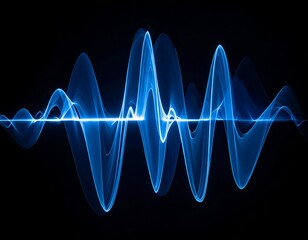 Glowing blue sound wave abstract against black background
