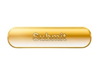 A glossy golden submit button, ideal for web interface design and applications isolated on transparent background