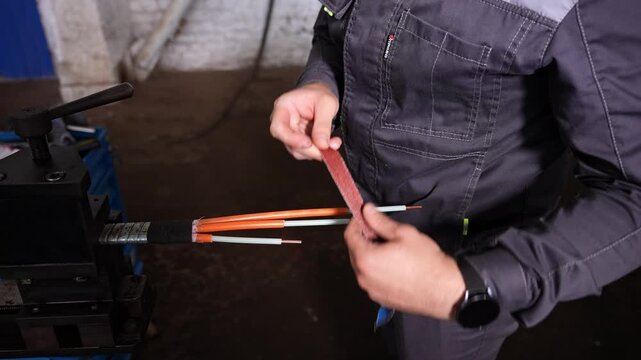 Precision Work On Electrical Conductors, Manual Placement Of Separator Strip Between Electrical Cores