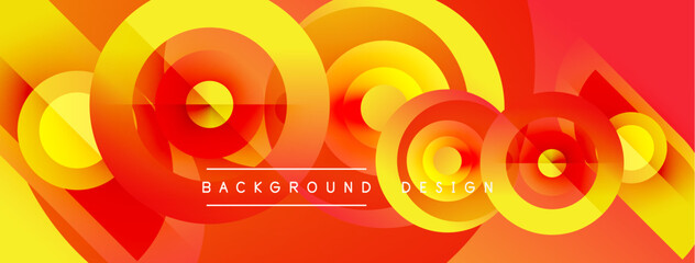 Fototapeta premium Abstract concentric circles, vibrant orange, yellow hues. Modern design, dynamic composition, suitable backdrop. Text reads background design.
