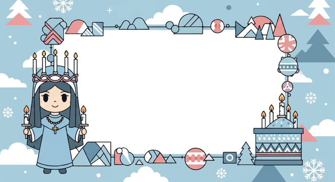 Saint lucy day geometric border with copy space. 
