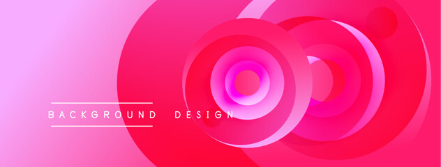 Abstract pink design features concentric circles. Gradient shades create dynamic visual effect. Text reads background design.