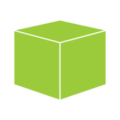 Fototapeta premium Green cube on white background