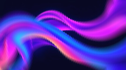 Vibrant purple and blue neon light waves on dark background