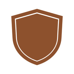 Brown shield icon on white background