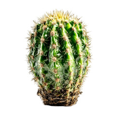 Cactus isolated on transparent background, a green spiny plant with sharp quills, symbolizing resilience and adaptation in arid environments