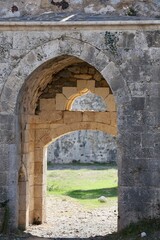 Fortress seaside landscape.Stone coastal fortress