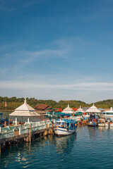 Docked Boats at Bang Bao Pier on Koh Chang, Thailand