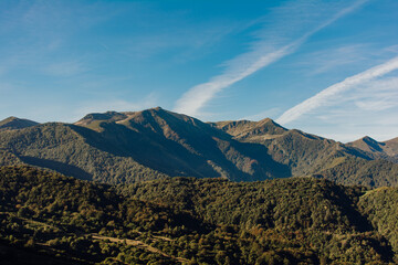 Mountain Peaks And Forested Valleys